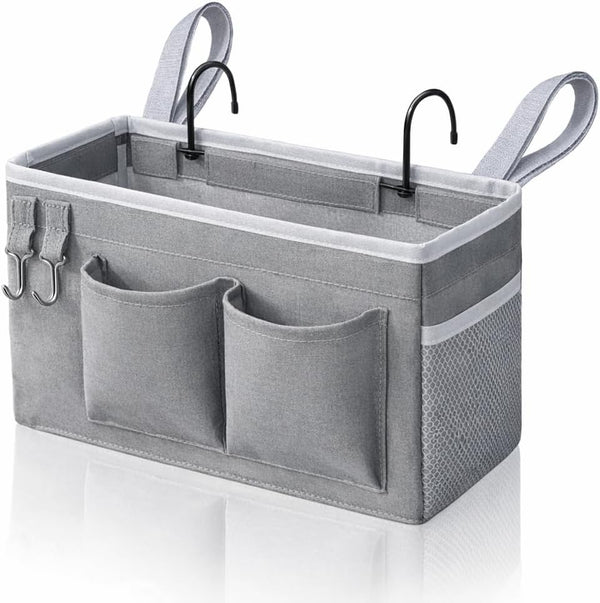 Kanrichu 1pcs Bedside Caddy Hanging Storage Bag, Organizer Baskets with Pockets for