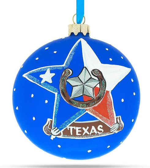 I Love Houston, Texas Glass Ball Christmas Ornament - 4 Inches
