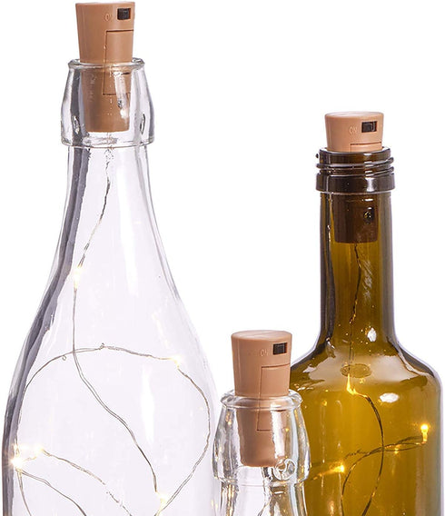 Sterno Home GL42588 LED Cork Wine Bottle Fairy String Lights, 10-Pack with Silver Wire