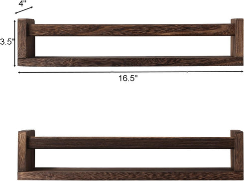 Set 2 JORIKCHUO Nursery Book Shelves, of Wood Floating Book Shelves for Kids Room, Kitchen Spice Rack, or Rustic Wall
