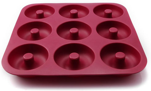 Large Non-Stick Donut Pan for Baking, 9 Cavity Silicone Bagel Mold, BPA Free, 11.2 x 11.1 Inches