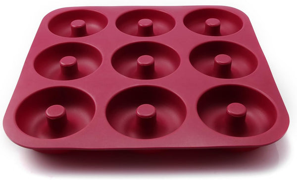 Large Non-Stick Donut Pan for Baking, 9 Cavity Silicone Bagel Mold, BPA Free, 11.2 x 11.1 Inches