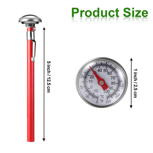 Frienda 3 Pcs Instant Read 1 Inch Dial Thermometer, Pocket Food Thermometer with Calibration Sleeves for Drinks