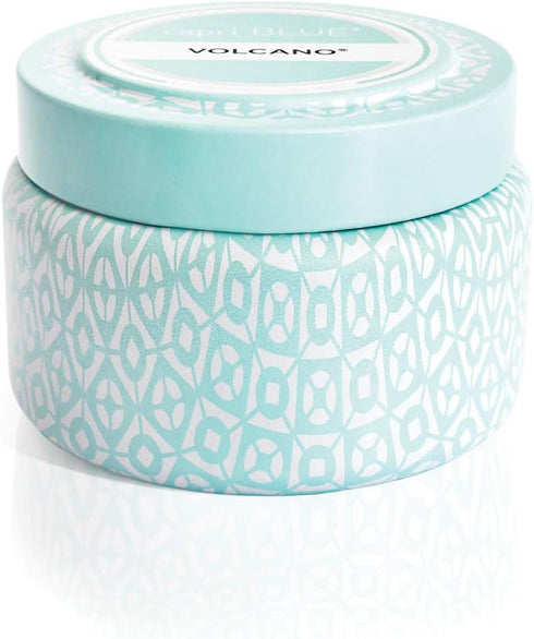 Capri Blue Volcano Printed Travel Tin Jar Candle: Luxury 8.5 oz Soy Wax Blend Scented with Tropical & Fruity Fragrance
