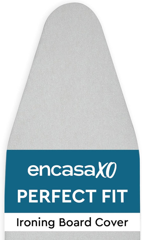 Encasa Homes Replacement Ironing Board Cover & Foam Pad, Heat Reflective 'Metallic Silver Silicone', Fits Standard