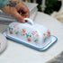 7.5 Inch Countertop Enameled Farmhouse Vintage Butter Dish with Lid, Durable Kitchen Food Storage Container