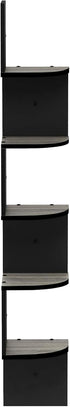5-Tier Furinno Rossi Wall Mount Floating Corner Shelf, Radial, French Oak Grey/Black