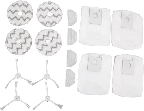 Sweeping Robot Accessories for Roidmi EVA SDJ06RM Vacuum Cleaner, Includes 4 Dust Bags, 4 Filters & 4 Mop Cloths