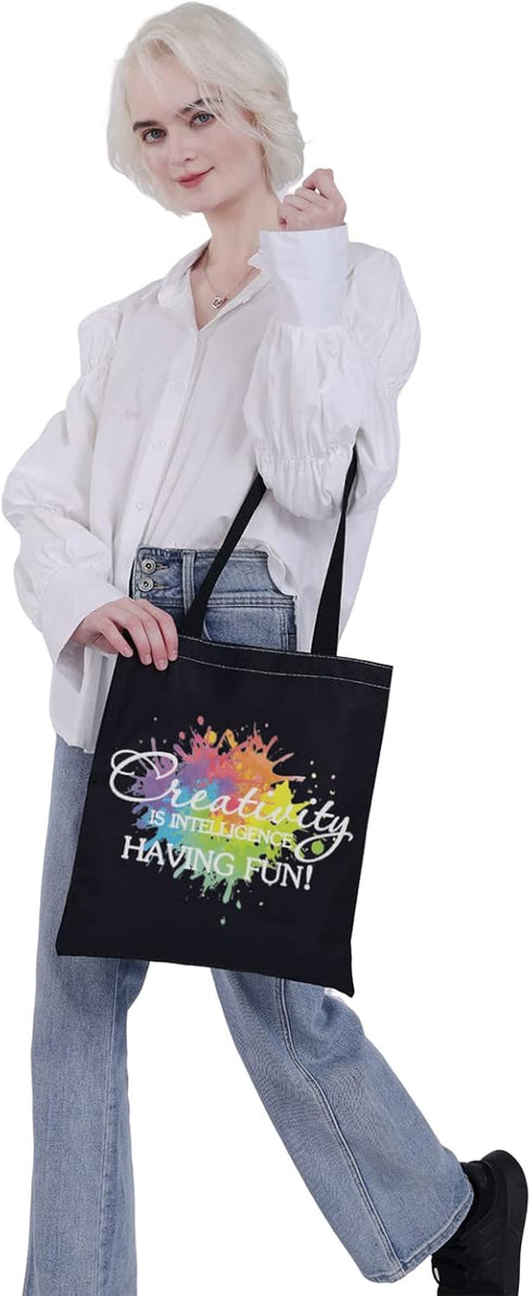 Artist Tote Bag, Creativity is Intelligence Having Fun, Art Teacher Gifts, Art Student Gifts Supply Bag