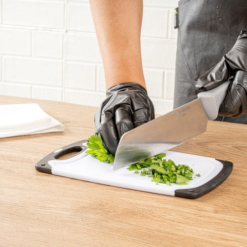 Comfy Grip 3-Piece Cutting Board Set, Food-Grade Kitchen Boards with Deep Juice Grooves, White and Black