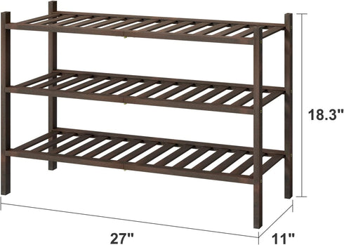 Closet, 3-Tier Closet viewcare Shoe Rack for Bamboo Wood Shoe Racks, Stackable | Beautiful | Natural | Functional |