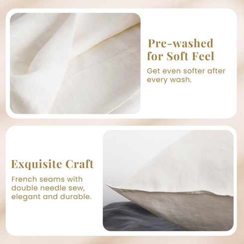 S VICTORY SYMBOL 100% Organic Linen Pillowcases, 1 Pair 20"x30", French Natural Flax Soft Basic Washed Creamy-White