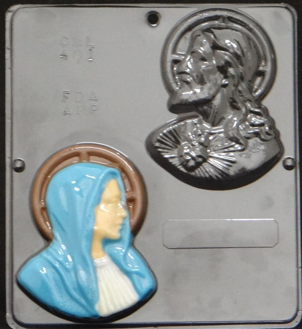 Sacred Heart Jesus and Mary Chocolate Candy Mold, Religious, 401