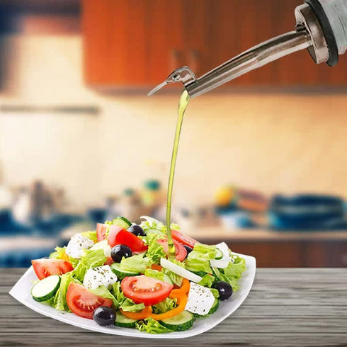 6 oz (200ml) Spout,3 Pack Olive Oil And Vinegar Cruet Small Wine Dispenser Glass Bottles With Stainless Steel