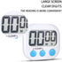 2 Pack Digital Kitchen Timer for Cooking, Big Digits Loud Alarm, Magnetic Backing Stand for Baking, White