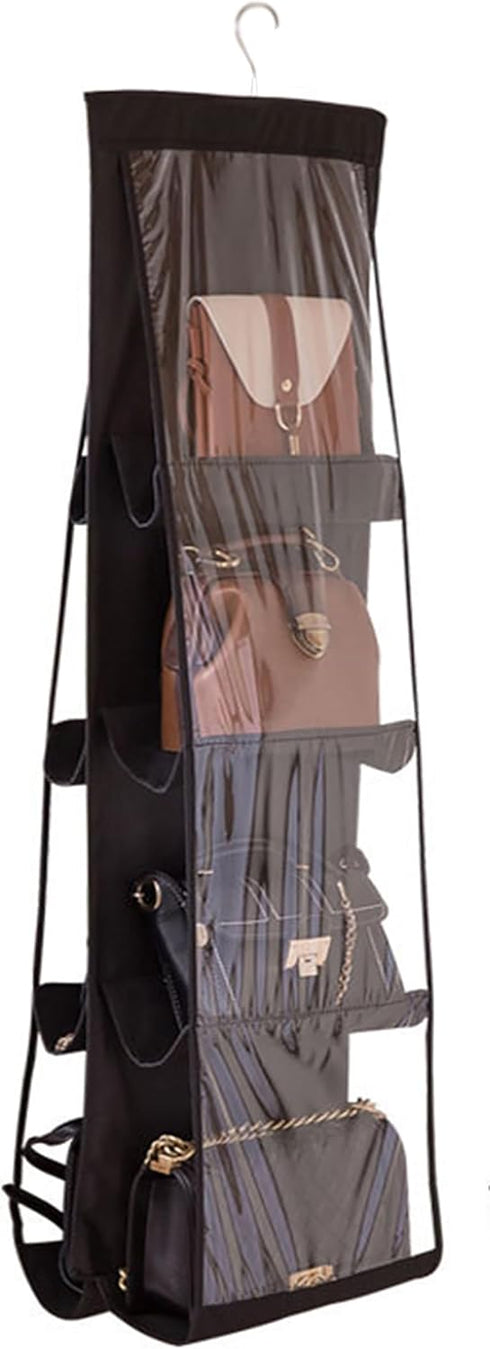 AARAINBOW Hanging Handbag Purse Organizer for Closet, 8 Pockets, Space Saving, 41 L x 13.5W, Black