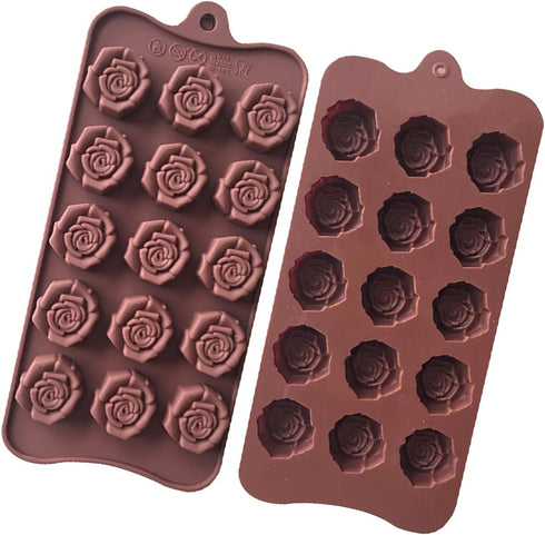 2PCS Non-Stick Candy Silicone Moulds, 15-Cavity Mini Flower Shape Molds for Chocolate Baking, Party & Wedding Gifts