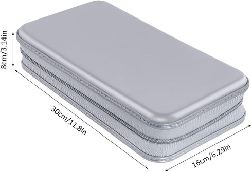 CD Case Holder, 80 Capacity Hard Plastic CD/DVD Wallet, Disc Storage Binder for Car, Home, Office, Travel (Grey)