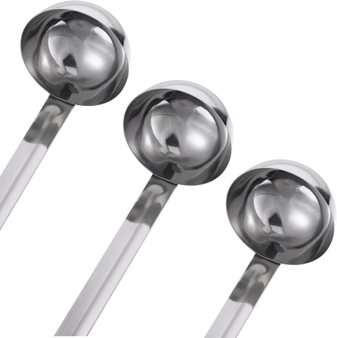 meekoo 3 Pieces Stainless Steel Ladle, 2 oz Soup Handle Ladle with Pouring Rim for Kitchen Cooking Sauce