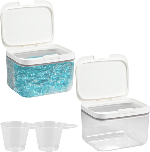 FAMIWIN Laundry Pods Container 2PCS, 2.8L / 94oz Pop-Up Laundry Pod Holder with