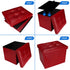 17x13x13in,Red Bsketa Storage Ottoman, Folding Foot Stool with Thicker Foam Padded Seat Small Leather Storage Ottoman