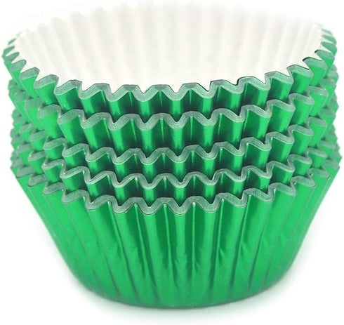 Standard Green Foil Cupcake Liners - 100-Count Muffin Baking Cups for Party and More