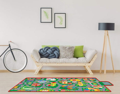 31.5"X67" 6 beetoy Car Rug, Play Mat with Roads for Kids - Portable, Anti-Slip, Educational City Life Traffic Carpet