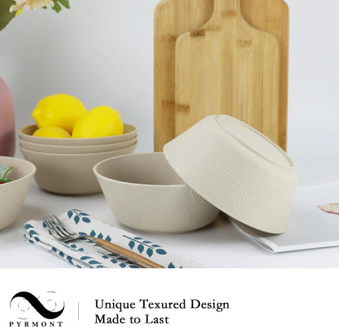 PYRMONT 36 OZ Cereal Bowls Wheat Straw Bowls Set of 6, Reusable Soup Bowls, Microwave & Dishwasher Safe
