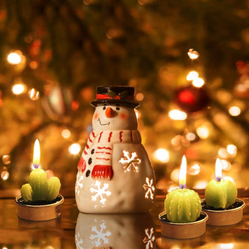 Ornerx Cute Cactus TeaLights, 6 PCS, Succulent Decorative Candles