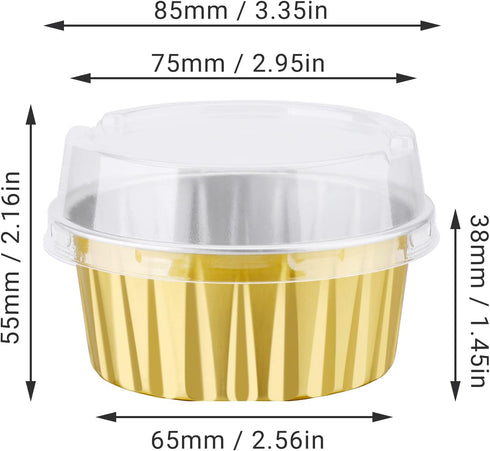 EUSOAR Assorted Colors Cupcake Muffin Liners, 5oz Aluminum Baking Cups with Lids, 50pcs
