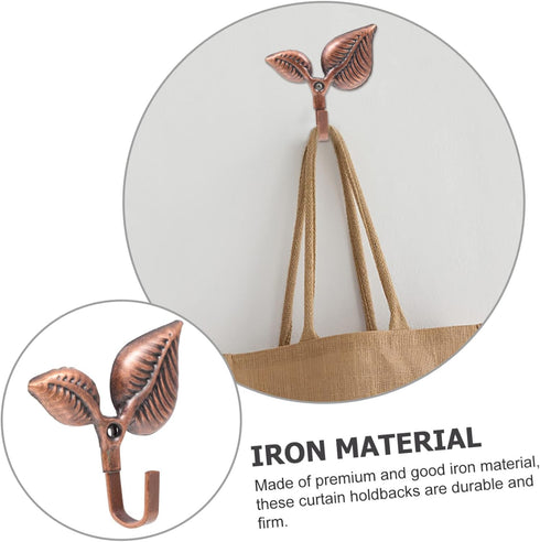 Leaf Wall Hooks 4 Sets, Black Coat Hooks, Decorative Wall Hat Hook, Office Wall Hanging Screw Iron Coat Hook