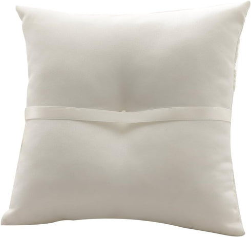 Awtlife Lace Pearl Wedding Ring Pillow Cushion, 8.26 Inch for Beach Wedding