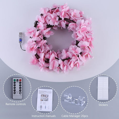 Generic 3.94 48LEDs 8 LED Tree Branch Lights for Wall FT Cherry Blossom Lights with Remote and Lighting Modes Cherry