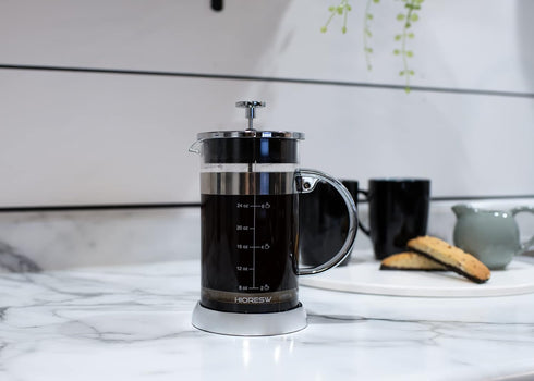 Elanze Designs Stainless Steel 1 Liter Glass French Press Coffee Maker