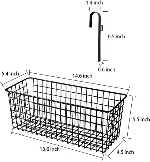 Ymeibe Metal Hanging Bedside Basket for Bunk Beds & Collage Dorms - Cabinet Wire Organizer for Storage, Multi-Use Large