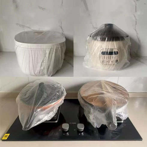100 Plastic Bowl Covers, Elastic Reusable Food Covers, Kitchen Protective Covers for Mixing Bowls, 20 Inch Diameter
