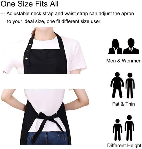 Kitchen Cooking Apron for Women Men with Big Pockets, Waterproof Canvas Aprons for Server Pottery Painting Chef