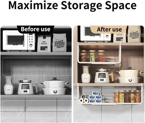 Counter 1 Pack) Expandable Under Shelf Basket Organizer, Under Shelf Storage, Hanging Baskets Under Cabinet for Pantry