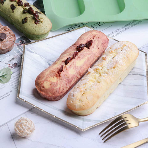 2 Pcs Silicone Eclair Mold, Nonstick Hot Dog Bun Molds for Homemade Bread Rolls, Granola Bar Baking Pan
