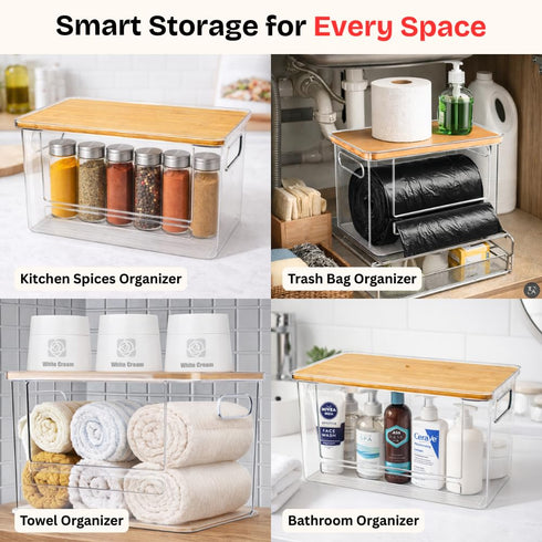 2.5 15 Trash Bag Dispenser with Front Opening, Stackable Garbage Bag Holder for Kitchen & Home, Fits Gallon Bags