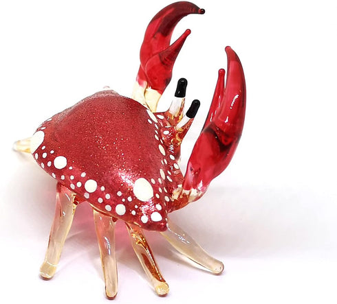 ZOOCRAFT Decoration,1.7 2.5 1.4 inches. Glass Crab Figurine Red Hand Blown Painted Art Miniature Coastal Style Gift