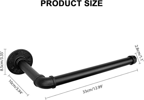 Industrial Iron Pipe Kitchen Paper Towel Holder, Vintage Farmhouse Heavy Duty Wall Mount Rack for Kitchen