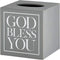 Creative Brands Faithworks, God Bless You Wooden Tissue Box Cover, Small, Grey