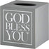 Creative Brands Faithworks, God Bless You Wooden Tissue Box Cover, Small, Grey