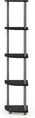 5-Tier Furinno TURN-N-TUBE Corner Shelf, Corner Bookshelf, Open Storage Shelves, for Organization and Storage, Living
