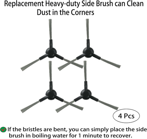 Replacement Parts for Dreame X30 Ultra / L10s Pro Ultra Robot Vacuum, 1 Main Brush, 1 Rubber Brush, 4 Side Brushes, 4