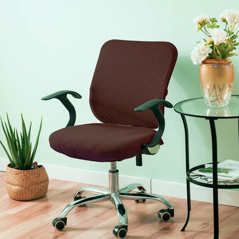 Office Chair Cover Water Resistant- Split Protective & Stretch Jacquard Elastic Universal Slipcover for Desk Task Chair, Computer Rotating Chair, Armless Chair (Coffee) by Gardaner