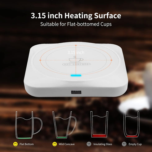 USB Coffee Mug Warmer, Smart Electric Cup Warmer for Home Desk Office Use, Beverage Heating Plate with Gravity Switch