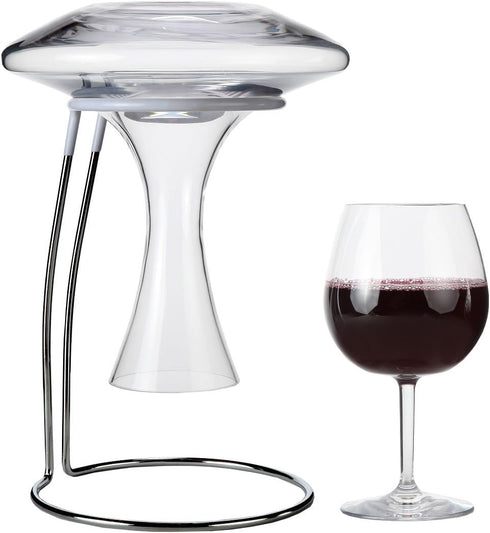 Lily's Home Wine Decanter Drying Stand with Rubber Coated Top, Includes Cleaning Brush for Standard Decanters