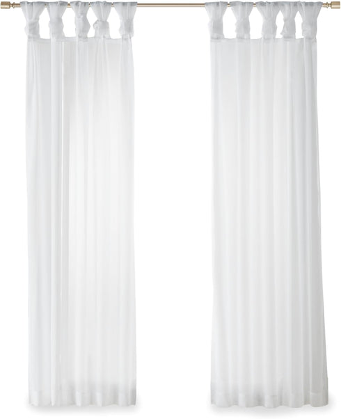 Madison Park Ceres DIY Twisted Tab Sheer Curtain - Pair Panels, Lightweight Window Treatment, 50 in x 95 in, White